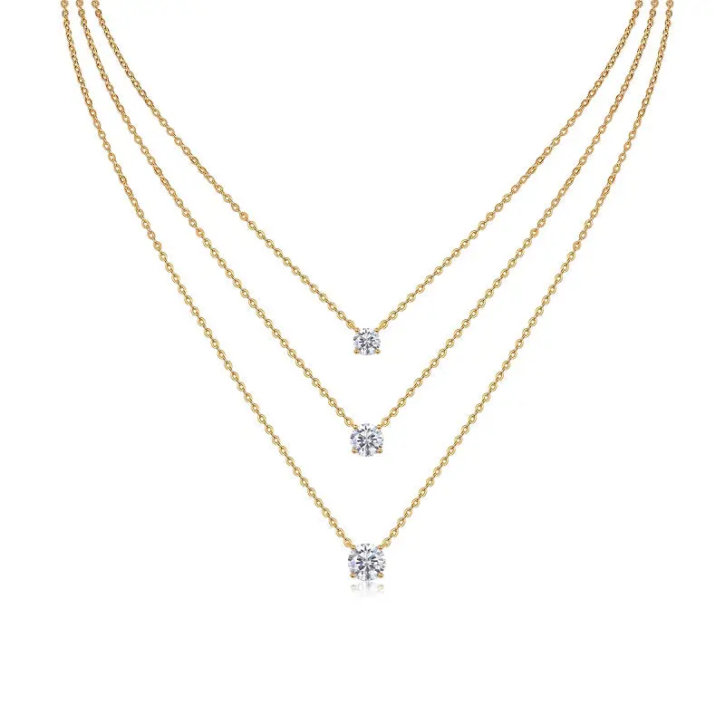 Graduated Ice Bloom Moissanite Necklace Set