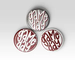 Polka Dot Game Day Button - Maroon