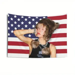 Zhang Shuo American Flag 3X5 feet - P1Harmony 2024 Tour K-pop Merchandise, Killin It Concert Merchandise,Durable fabric, Suitable for indoor/outdoor decoration,K-Fan birthday gift,American flag design， room tapestry funny tapestry durable man