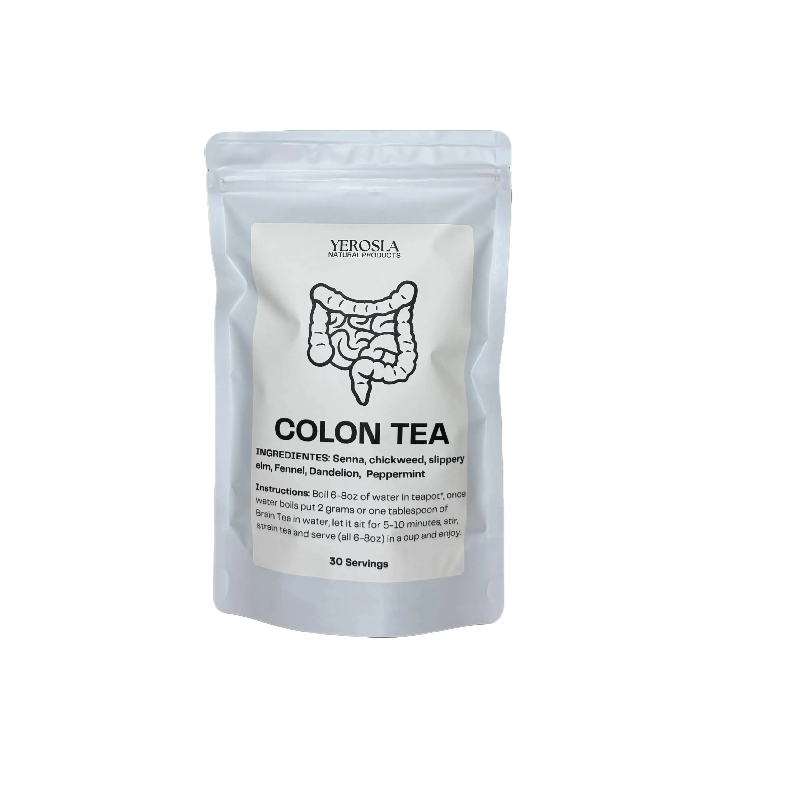Yerosla Colon Tea 15 Day Herbal Colon Cleanse with Senna Chickweed & Peppermint for Regular Bowel Movements 30 Servings