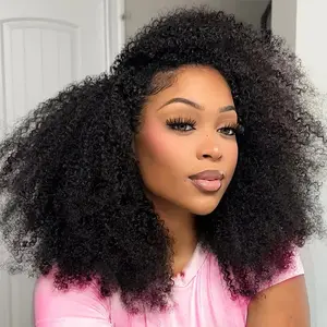 [3 IN 1 Half Wig] Bling Hair Invisible Hairline Glueless Install Deep Wave Seamless Flip Over Half Wig Human Natural Hair Drawstring Ready to Wear Beginner Friendly Curly Wigs for Women