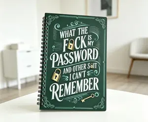 Funny Practical Password Organizer Logbook ("What The Hell Is My Password? And Other Things I Can’t Remember") - Easy-to-Use Notebook for Forgetful People, Tracks Internet Accounts, Green Cover (Computers & Office Stationery Supplies)