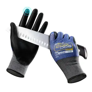 COOLJOB 1/3 Pairs A9 Cut Resistant Fishing Gloves, Touchscreen, Safety Work Gloves (Black / Blue)