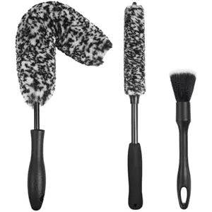 3PCS Wheel Brush Kit for Cleaning Wheel and Tire, Wheel and Rim Brush, Car Detailing Brushes, Bendable & Durable Car Wheel Rim Cleaner Brush Set,Car Detailing Cleaning Brush Supplies Kit