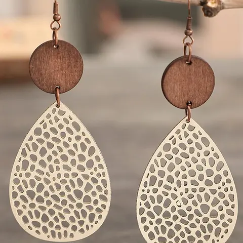 Women's Elegant Hollow out Water Drop Shape Dangle Earrings, 1 Pair Trendy Vintage Retro Dangle Earrings, Chic Gorgeous As Gift for Girlfriend, Dangle Earrings Jewelry
