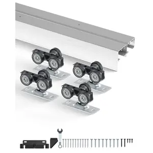 fathersdaygift VEVOR Bypass Door Hardware, 6ft Heavy Duty Bypass Sliding Door Hardware Kit, Aluminum Alloy Sliding Closet Door Hardware Set for 2 Door System, Fit Door Thickness 1 3/8 - 1 3/4, Easy to Install