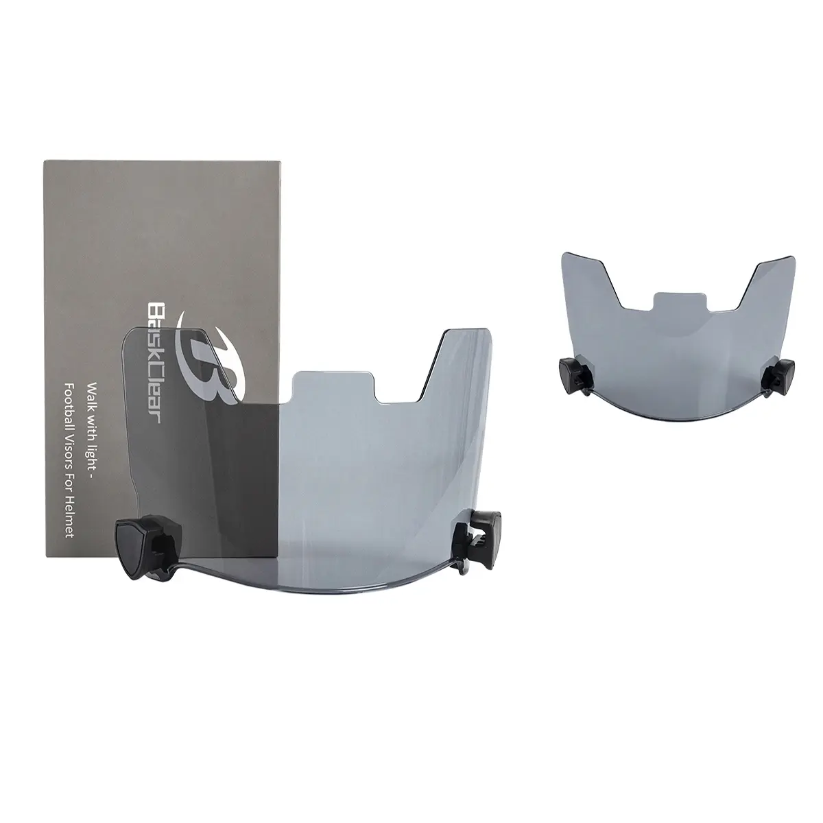 Breklear Clear Football Helmet Visor, Anti-Fog Scratch-Resistant PC Material, 7.8x5.1x2.7 Inches Size with 4 Clips, for Adult & Youth Football Helmets, Sports Visors