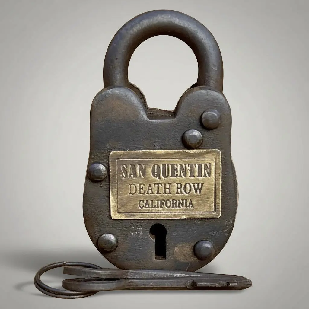 San Quentin Death Row Prison Cast Iron Lock with Brass Tag & Keys