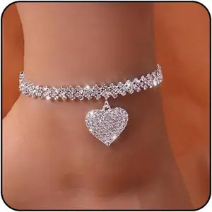 Ankle Bracelets for Women Tennis Rhinestone Anklets for Women Butterfly Heart   Anklet Bracelet for Women Plus Size Anklet Bracelets for Big Ankle Beach Foot