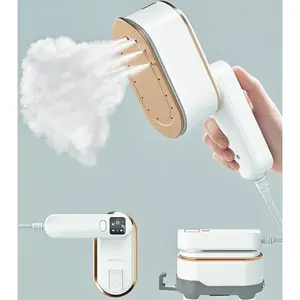 Handheld Garment Steamer - 1200W Portable Clothes Steamer with LCD Screen, 3 Steam Levels for Travel & Home Use, 10S Fast Heat-up Fabric Steamer for Shirts & Dresses, Compact & Lightweight (Beige White)