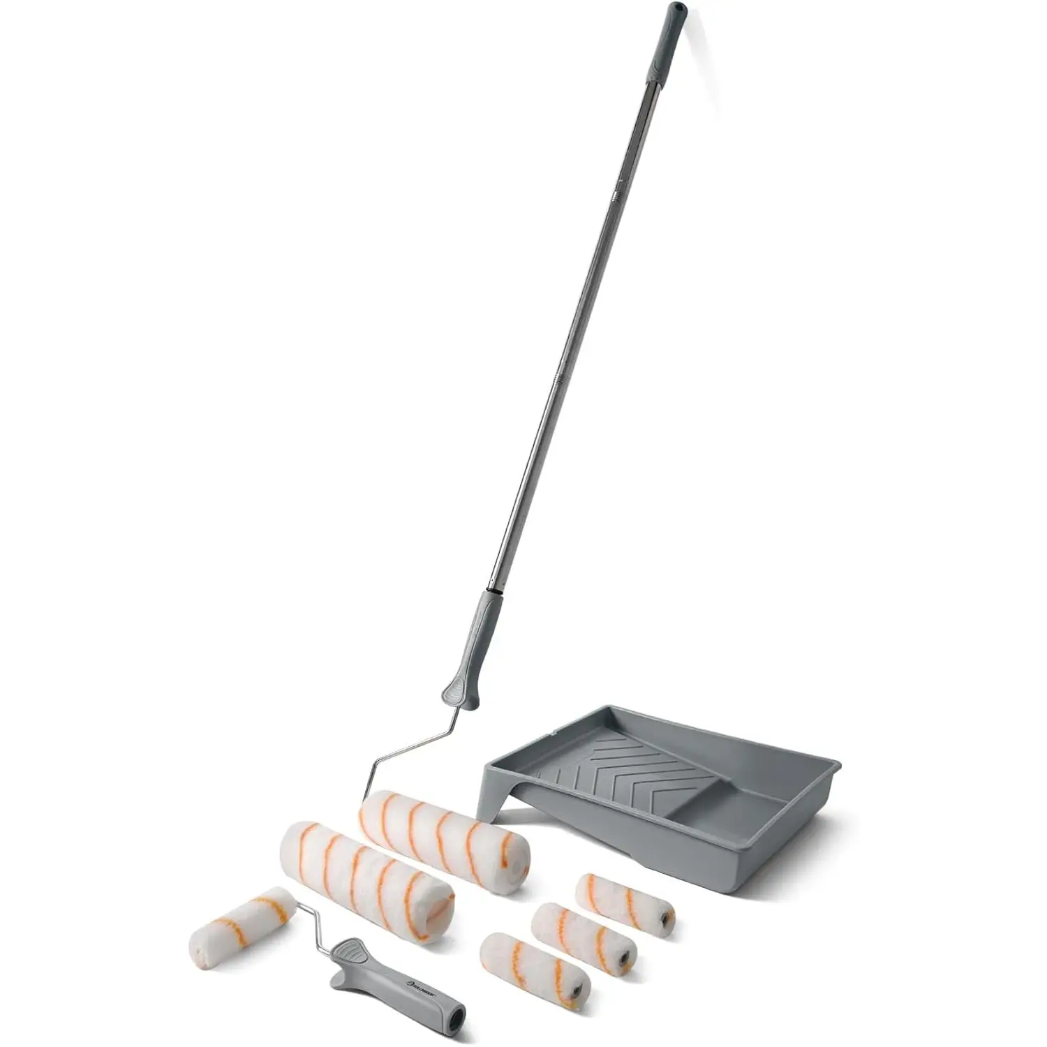 Roller Kit with Extension Pole| 9 Inch Roller with Tray, 4Inch Mini Rollers,Stainless Extension Pole (3ft)