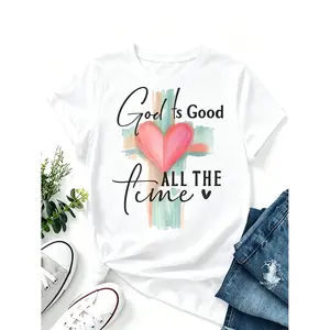 T-Shirt with The Phrase 'God Is Good All The Time', Featuring a Hand-Drawn Cross Design, Watercolor Style, Suitable for Religious And Christian Themes 250 Years of American Independence Shirt