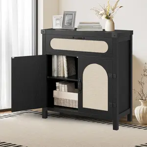 Rattan Sideboard Buffet Cabinets Black