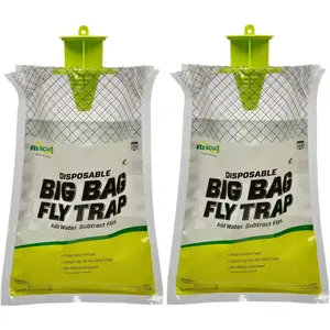 Big Bag Fly Trap – Disposable, Outdoor Use - 2 Traps Green Add Water