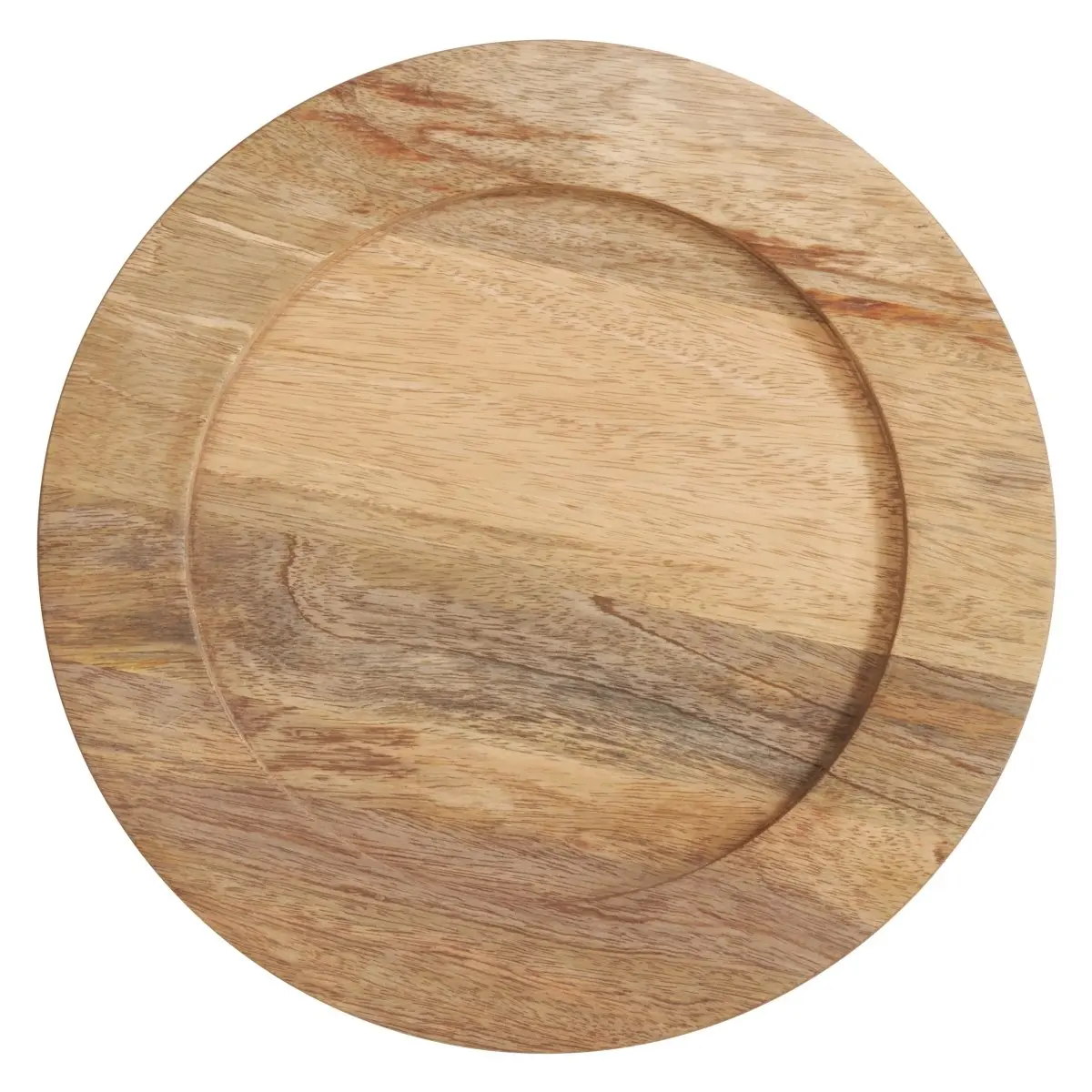 Saro Lifestyle CH239.N13R 13 in. Round Solid Natural Rustic Wooden Service Plates - Set of 4, for Table Setting, Aesthetic Style Farmhouse Tableware, Aesthetic Style Plates