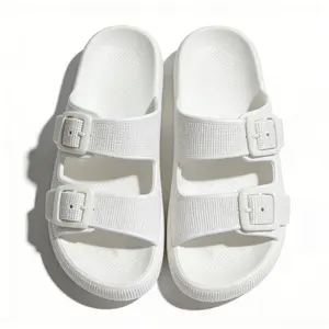 2026 New Thick-Soled Slippers Wear-Resistant Double Buckle EVA Sandals Couple Summer Women Outdoor Indoor Cushioned Feel Sandals