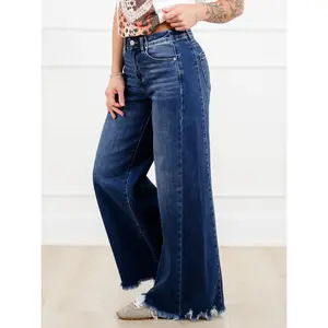Restock! Risen High Rise Dark Wash Wide Leg Jeans