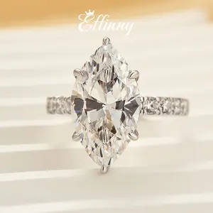Effinny Jewelry 5.0Ct Marquise Cut Engagement Ring, 925 Sterling Silver Promise Ring, 5A Cubic Zirconia Bridal Ring for Wedding, Party, Travel