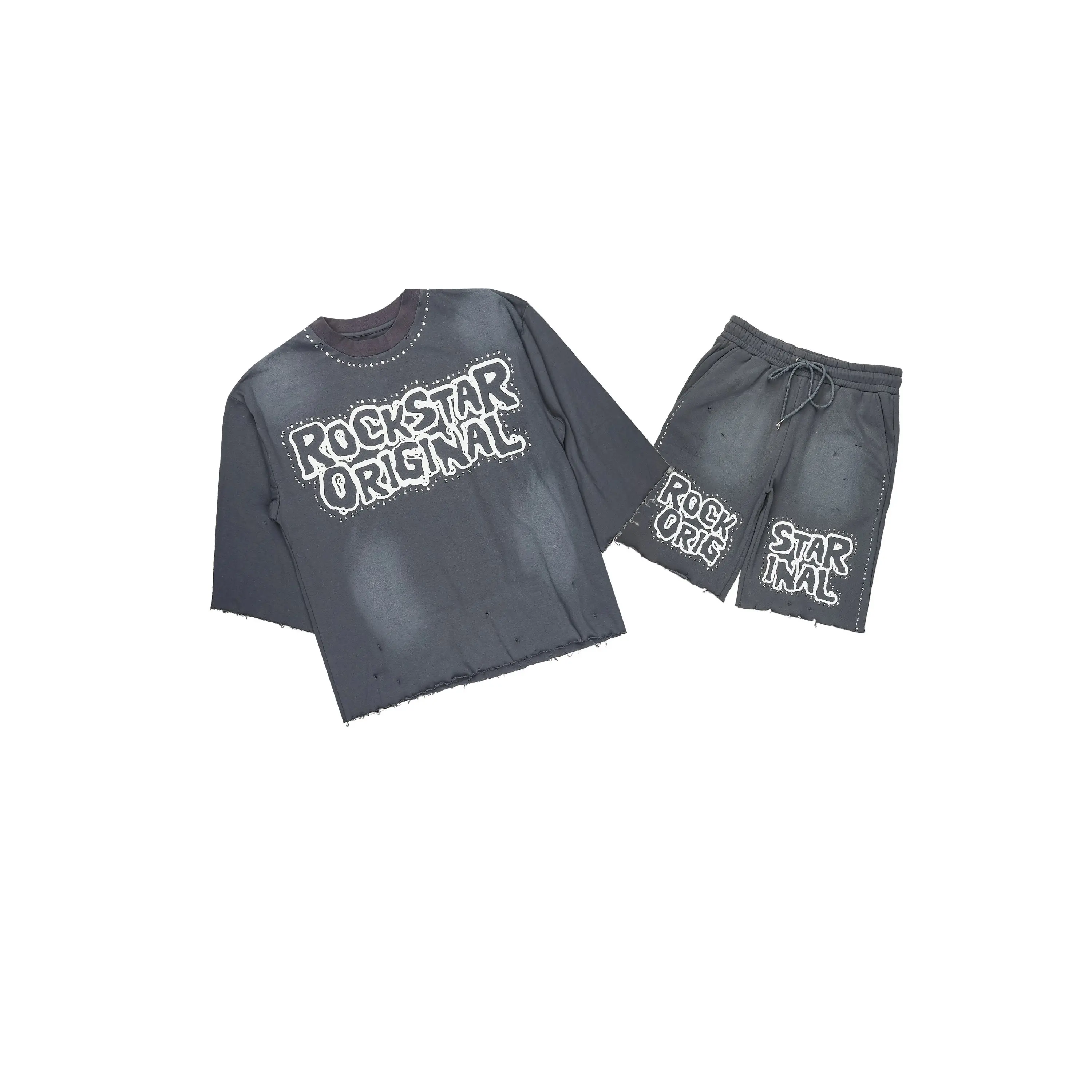 Marc Charcoal Rhinestone T-Shirt Short Set