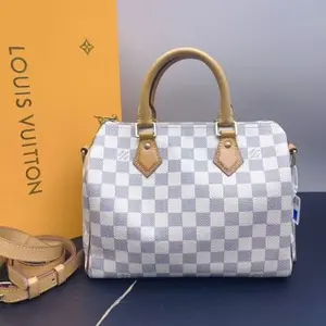 Pre-owned Louis Vuitton As Shown Tote Bags SH 031 Speedy Bandoulière 25 handbag in Damier Azur canvas