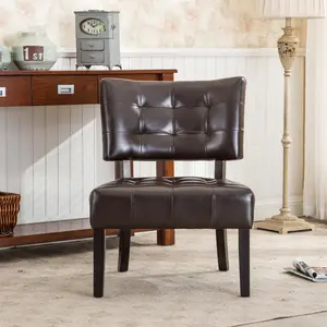 Modern Blended Leather Accent Chair, Oversized Tufted Seating, PU Faux Leather & Hardwood Frame - 27" W x 31" D x 34" H for Living Room & Office