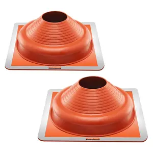 VEVOR 2 PCs Roof Pipe Flashing Boots, Summervibes,Summervibes, Fit Pipe OD 6-1/4" - 11-3/4", Flexible Silicone Roofing Jack Pipe Flashing, High Temp -101℉ - 437℉, Square Metal Base, for Chimney, Wood Stove & Outdoor Vent Pipe