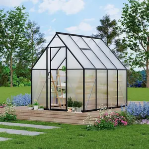 Garvee 6×7FT All-Season Greenhouse with Roof Vent | Heavy-Duty Aluminum Frame & Polycarbonate Panels | Walk-in Green House for Outdoors Backyard Gardening