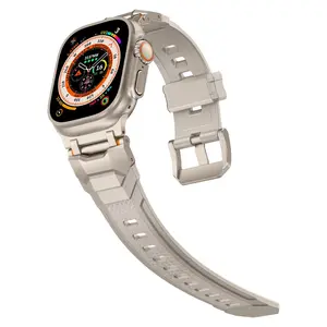 NexWing Silicon Band Ultra Metal End Pieces Strap Compatible with Apple Watch Series 1-10 Ultra/Ultra2 49mm/46mm/45mm/44mm Ultra-Light Rugged Modular Links Wearable with Warranty Mechanical