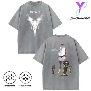 Washed T-shirt made of pure cotton, double-sided design Men’s Twisted Shai Alexander Trophy Graphic Tee – Vintage Basketball Fan Shirt