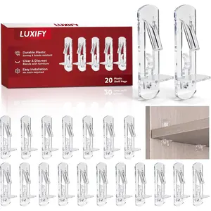 20 PCS 5mm Clear Plastic Locking Shelf Pegs Shelf Support Pins for Kitchen Cabinets Bookcases Wardrobe Compatible with Standard 5mm Holes