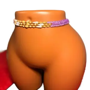 Auntie Ama's Amber Orchid Crystal Waist Beads - Handcrafted Waist Beads