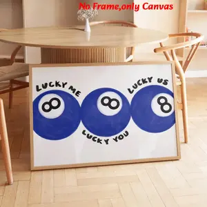 1pc, wall art, vintage poster, playful billiard print, blue simple billiard painting, bedroom decoration, living room decoration aesthetic, room decoration, housewarming gift, frameless, Unframed Art Print