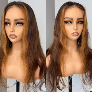 We Heart Hair Hairstylist Limited Design 13x5 Full Frontal Ombre Brown Honey Blonde Highlight 24 inch Wavy Lace Front Wig