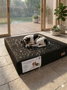 Premium Water-Repellent & Waterproof Dog Bed Cover 36x27x4 – Soft Plush Fluffy Pet Mattress Protector, Anti-Slip Durable, Washable Removable Zipper, Grey/Black