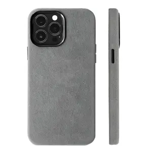 ALMA Alcantara Full-Wrap iPhone, Wireless Charging MagSafe Compatible, Protection Cellphone Case, Smartphone Shockproof Accessories, Easy to Click Button