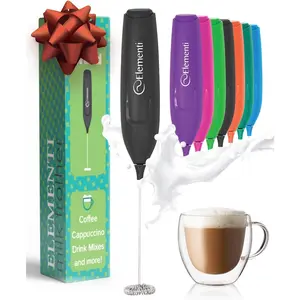 Powerful Frother Wand – Lightweight Handheld Milk Frother & Drink Mixer, Matcha Whisk for Dreamy Lattes, Coffee Mixer Wand & Blender Stirrer - Make Creamy Cappuccinos at Home (Black)