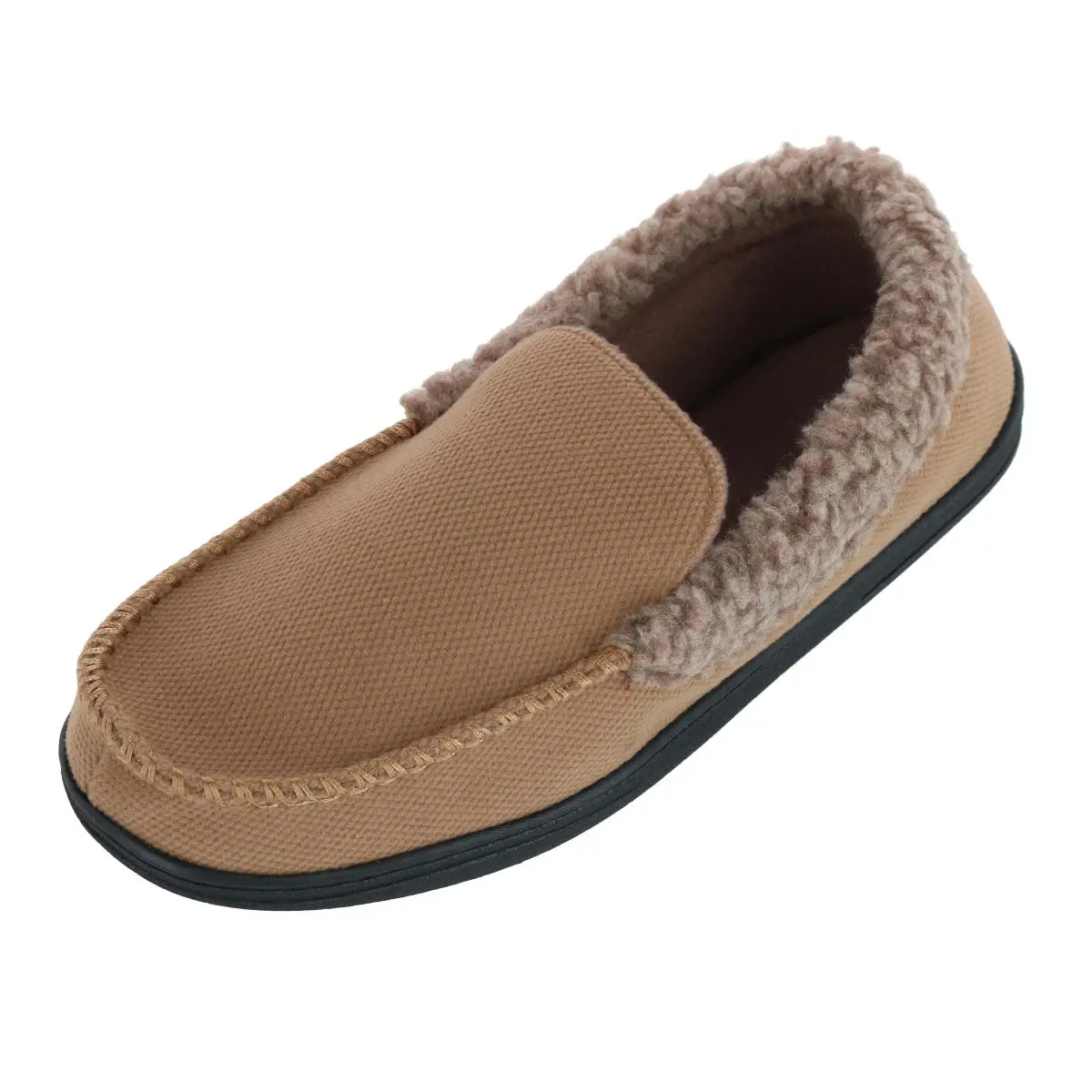 Isotoner Men's Brushed Knit Lewis Moccasin Slipper, Moccasin Slippers