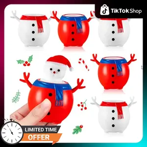 6Pcs Christmas Snowman Squeeze Toys, Snowman Stress Ball for Kids Relieve Stress, Pop Up Fidget Toy for ADHD Autism