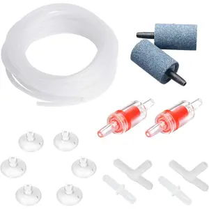 13  Airline Tubing Standard Aquarium Air Pump Accessories with Air Stones, Check Valves, Suction Cups and Connectors