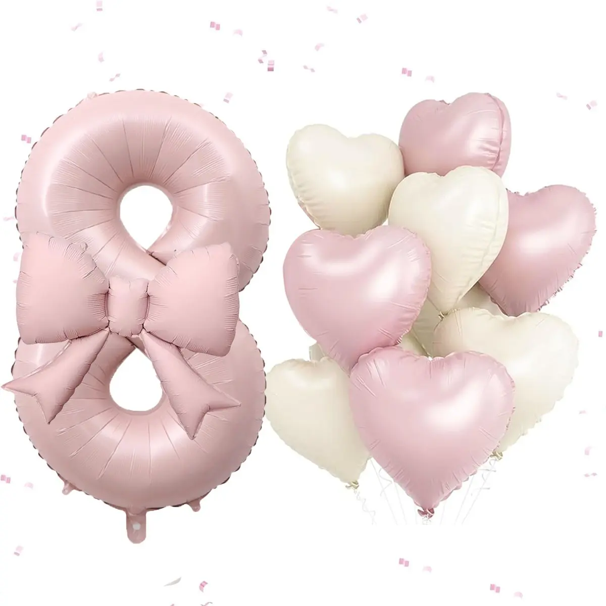 13pcs 40-Inch Number Balloons Set with Bow and Heart Alumina Balloons, Perfect for Girl Birthday Party, Baby Shower, Anniversary, Outdoor Decor, Balloon Decoration