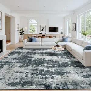Area Rug 8x10 Living Room Rug Washable: No-Slip Modern Abstract Soft Thin Large Black Rugs Indoor Floor Stain Resistant Carpet for Bedroom Dining Room Farmhouse   Office (Black, 8'x10')