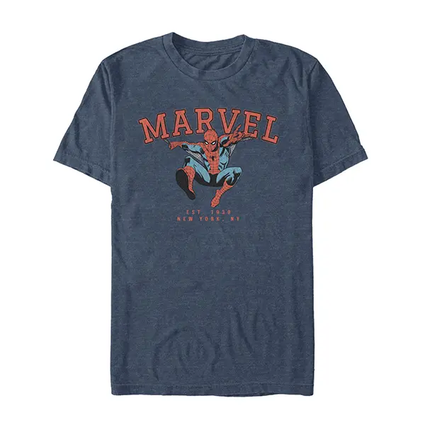 Marvel Men's Short-Sleeve Spider-Man Classic Collegiate Spidey Men's Graphic Tees, Menswear T-Shirt