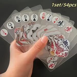 54-Piece Transparent Waterproof PVC Poker Cards Set, Durable Plastic Playing Cards for Multiplayer Games, Halloween, Christmas, Birthdays & Parties, Party Game Cards