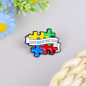 Autism Awareness Enamel Pins, Different Not Less Brooch Pin, Puzzle Piece Autistic Badge, Inclusion & Acceptance Pins For Autism Support 029