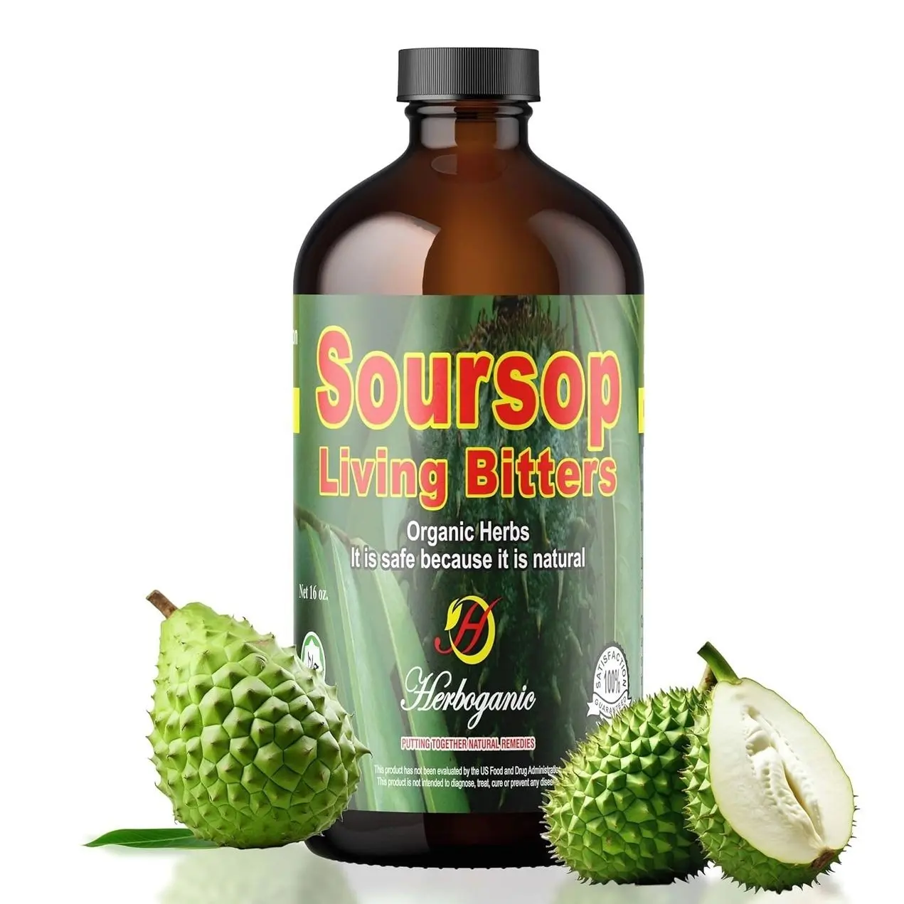 Herboganic Soursop Bitters Liquid | Natural Living Bitters for overall wellness 16 OZ | Soursop Bitters