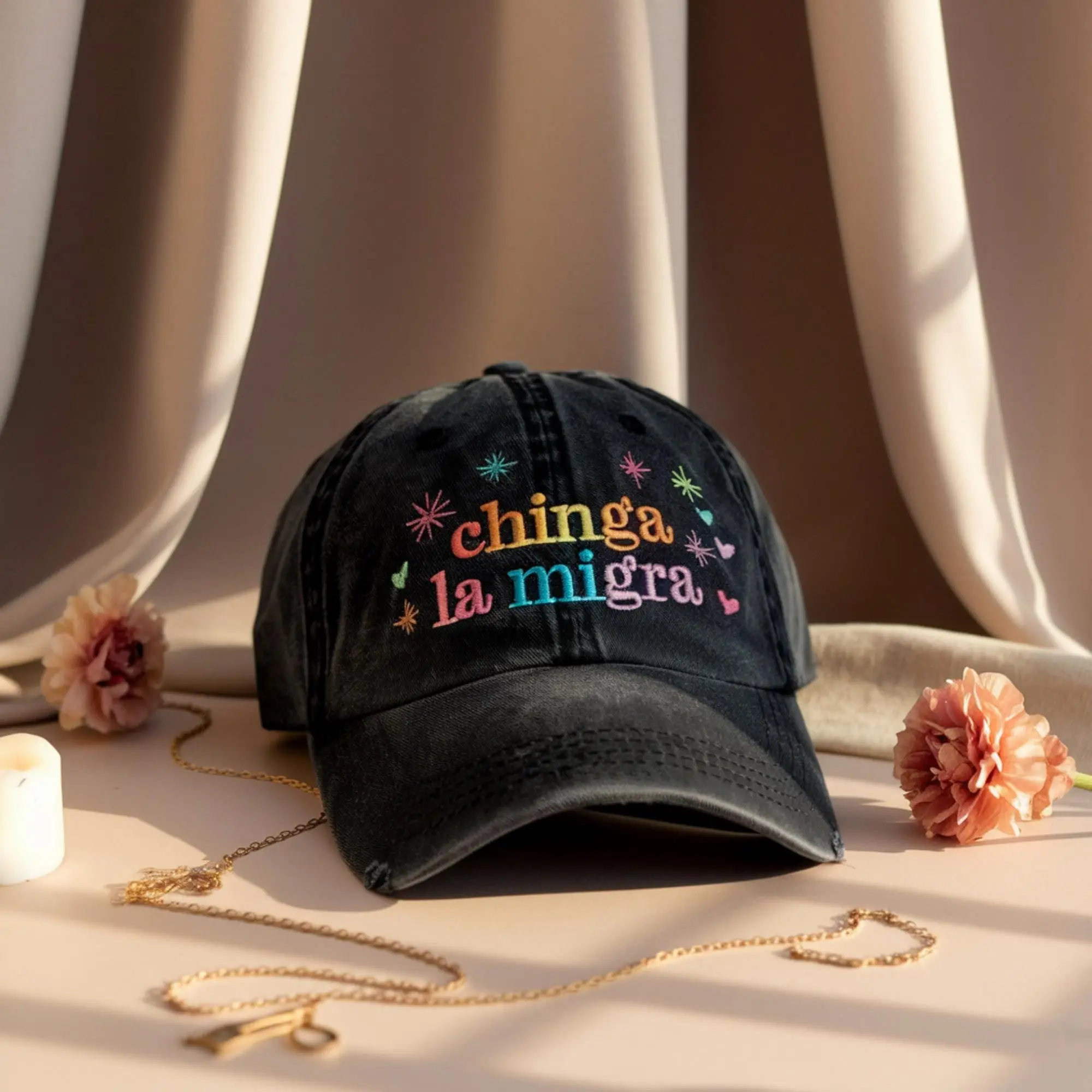 Embroidered Chinga La Migra Hat, Chinga La Migra Cap, Abolish Ice Political Hat DACA Hat Liberal Hat Immigrant Rights Hat Social Justice Hat