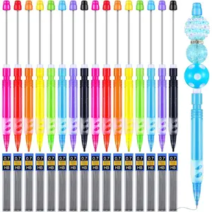 16 count Beadable Mechanical Pencils Set Colored Mini Beadable Pencils with Lead Refills for Writing Drawing Sketching DIY Crafting  for Employee Staff Coworker