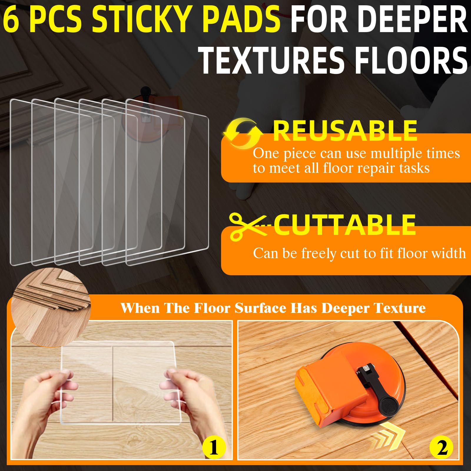 Floor Gap Fixing Tool - Enhanced Suction Cup & Sticky Pads for Laminate, Vinyl, Wood Floor Repairs - Durable, Compact, Efficient Repair Kit