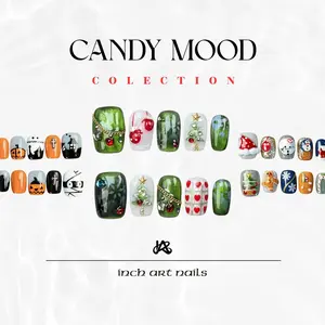 Short Square Press-On Nail Series. Featuring a unique silhouette, this collection of pre-designed acrylic nails showcases a stylish and avant-garde color palette. Requiring no filing or shaping, they are the ideal choice for DIY manicures at home Butterf