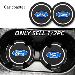 Ford Car Cup Holder Mat, Anti-Slip Waterproof Easy to Clean Vehicle Drink Coaster Pad, Interior Protection Decorative Accessory, Durable Auto Accessories
